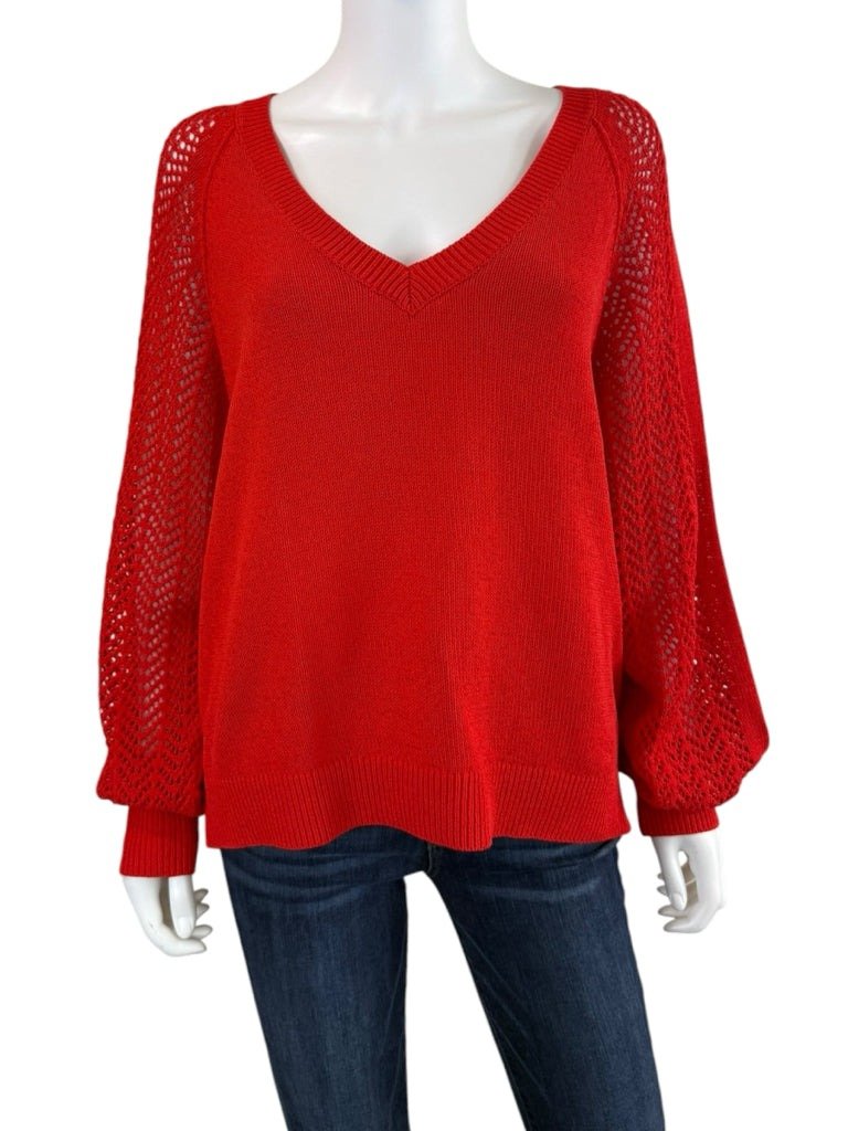 Brochu Walker Red Cotton Sweater Size L O0881